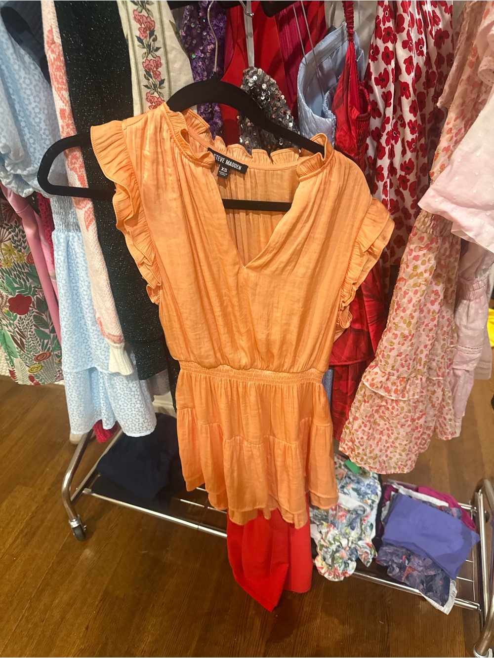Steve Madden Orange Ruffled Mini Dress